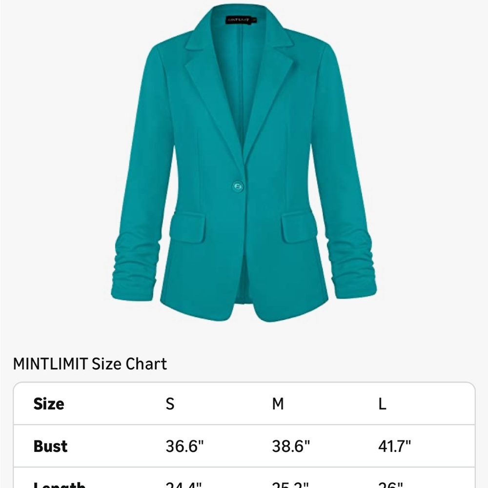 Teal Single-Button Tailored Blazer - Picture 7 of 8